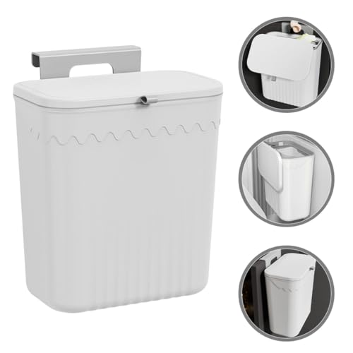 Caneca de basura colgante blanca con tapa grande miniatura 5