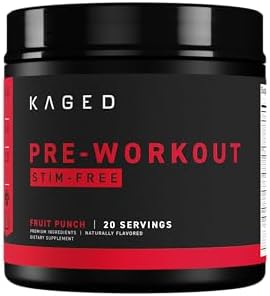 Kaged Stimulant Free Pre Workout Powder | Fruit Punch | Pre-Kaged | Formulated with Creatine, Beta Alanine | No Jitters | 20 Servings