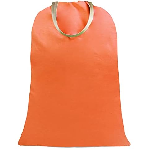 Sanlykate Large Canvas Cotton Laundry Bag with Drawstring & Handles, Heavy Duty Durable Dirty Clothes Organizer, Tear Resistant Hamper Liner Storage Bag, Travel Sack, 25.5 x 34inch - Melon Yellow Cover