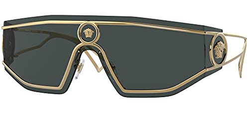 Versace VE 2226 100287 Gold Metal Shield Sunglasses Grey Lens
