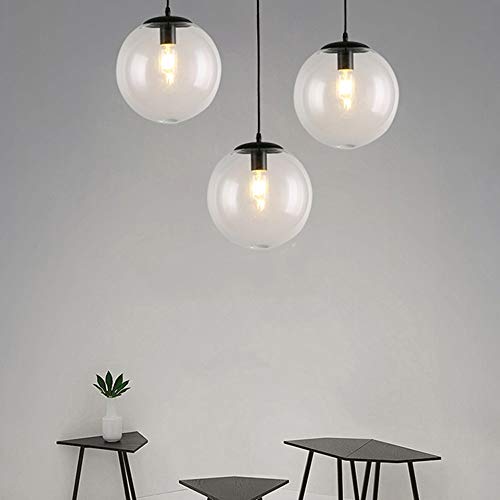 Luz de colgante de vidrio transparente E27 y metal spension light moderna 5