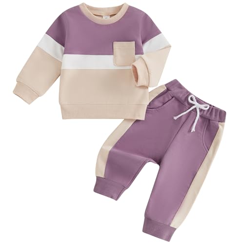 Mubineo Toddler Baby Boy Clothes Fashion Long Sleeve Sweatshirt Sweatpant Outfits Fall Winter Tops Pant Outfit Sweatsuit