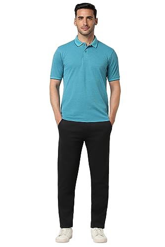 Image of Peter England Men's Premium Branded Regular Fit Half Sleeve Polo T-Shirt | Cotton Rich | Birds Eye Interlock Weave| No Pocket