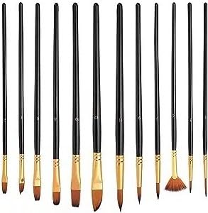 ECLET Art Brush Set for Artists, Painting Brushes Set of 12 Professional Round Pointed Tip Nylon Hair Artist Acrylic Paint Brush for Acrylic/Water Colour/Oil Painting Item 75