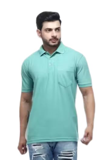 Image of Men's Polo T-Shirt, Grey, Short Sleeve, Casual Style with Chest Pocket