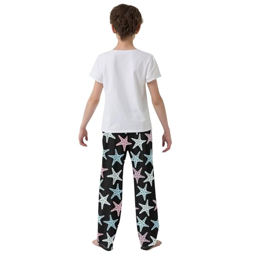 Boys' Pants Blue Pink Seastars Black Long Bottoms Jogger Pants Elastic Waist Trousers with Pockets S-XL3