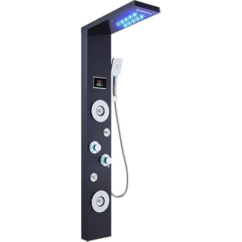 ELLO&ALLO LED Shower Panel Tower System, Brushed Black Cover