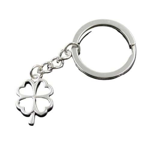 Porte-clés voiture homme en métal avec pendentif trèfle vintage