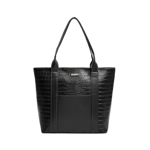 Image of Fastrack Chic Textured Tote Bag for Women | Stylish Casual Bag for Ladies, Women, Girls | Trendy Everyday College Bag Made of Faux Leather