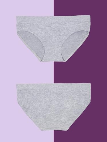 Fruit of the Loom Girls Stretch Seamless Bikini Briefs 4 Pack Stellar Orchid/Grey Heather XL