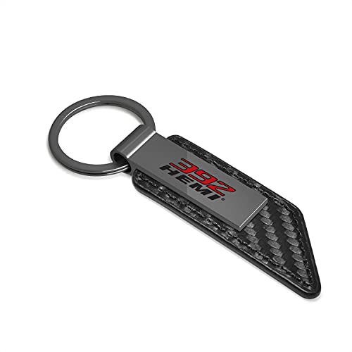 iPick Image for HEMI 392 PU Leather Carbon Fiber Texture Strap Black Metal Bar Key Chain - Official Licensed