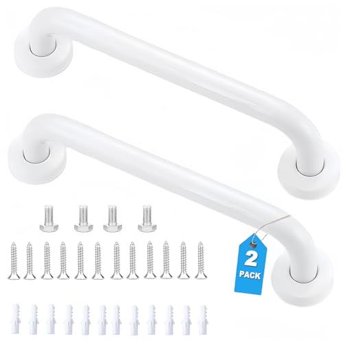 Bosdontek 2 Pcs Poignée de Baignoire de Sécurité, Poignées Antidérapantese Acier Inoxydable, Barre D'appui WC Barre d'Appui de Salle de Bain, Barre de Maintien Douche pour Âgées/Enfants, 30cm (Blanc)