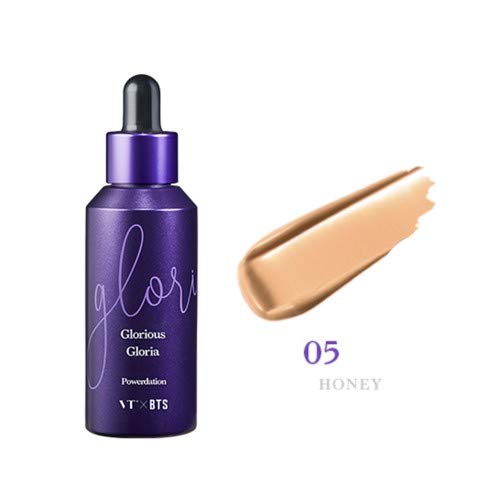 VT X BTS Gloria POWERDATION Full Coverage & Longwear Matte Foundation (30ml, 1.01 Fl. Oz.)(05 HONEY)