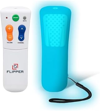 Flipper Big Button TV Remote for Seniors & Blue Glow Silicone Cover | Large Color-Coded Buttons, Works with Traditional TV & Cable Box, Ideal for Low Vision & Dementia, Non-Slip Easy-Grip Design