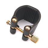 Sax Accessories Ligaturen, für Sopran-Saxophon-Mundstück, Lederbefestigungsclip, Schwarz (B)