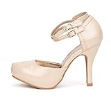 DREAM PAIRS OFFICE-02 Women's Classy Mary Jane Double Ankle Strap Almond Toe High Heel Pumps ,...