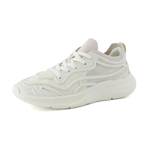 CUSHIONAIRE Trax Lace-Up Mesh Womens Shoes - Lightweight Platform Fashion Sneakers Casual Gym Shoes for Women