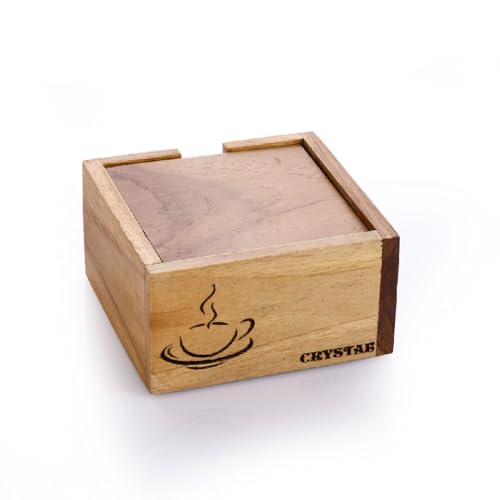 Image of Crystal Teakwood Handcrafted Tea Coaster | Cuppo | Set of 6