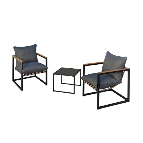 HTI living Terrassenmöbel für 2 Personen Cirella Sitzgruppe Garten 2 Stühle 1 Tisch