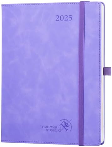POPRUN Agenda 2025 2026 Semainier Et Carnet De Notes D'Août 2025 à Déc 2026 Scolaire 22 X 16,5 Cm - Couverture Souple à Spirale, Onglets Mensuels, Papier 80g/m², Règle Signet, Lilas
