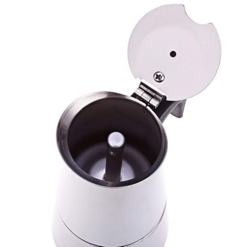 Image of Stainless Steel Stovetop Espresso Maker Italian Style Moka Coffee Pot with Ergonomic Handle, 2-4-6 Cup Capacity, Durable & Easy-to-Use for Rich, Full-Bodied Coffee at Home (4 Cups)