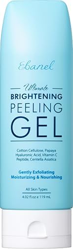 Ebanel Brightening Peeling Gel with Cotton Cellulose, Rice, Papaya, Centella, Hyaluronic Acid for Face and Body, Gentle Exfoliating Face Scrub Gel Peel Wash, Deep Pore Cleanser Minimizer Exfoliator