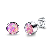 VOJO G23 Titanium Cubic Zirconia Opal Birthstone Tiny Stud Earrings for Women Girls Sensitive Ears H