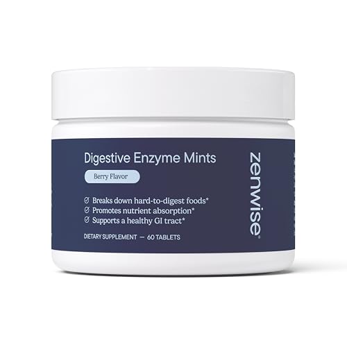 Zenwise Health Digestive Enzyme Breath Mints for Gut Health Delicious Berry Flavor - Digestive Enzymes for Bloating Relief & Gut Support - Multi Enzymes Digestion Supplement - 60 Chewable Tablets