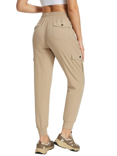 KWZ Women's Hiking Pants Lightweight Cargo Joggers 25.5" Khaki S