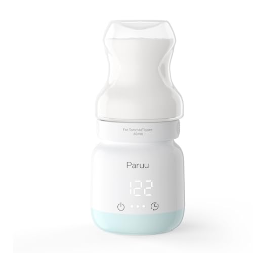 Paruu Portable Bottle Warmer for Travel, Easy-Clean Wide Mouth, Portable Milk Warmer with Fast Heating for Night Feeding, 7-Temp Control, Large 12oz Capacity