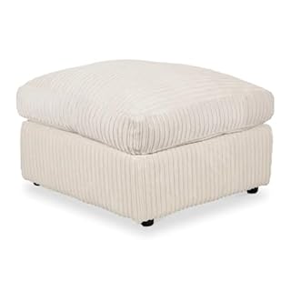 jumbo cord fabric essential footstool large size (Cream)