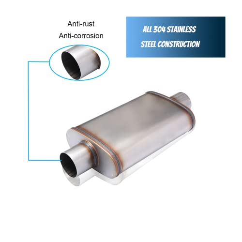 Floshine LY-FH-MULLLER-C Universal Stainless Muffler Straight-Through Performance Muffler Exhaust Fh1235 thumb #1