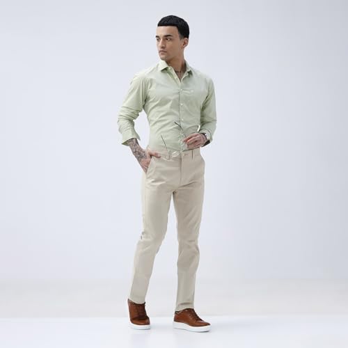 Image of BASICS Premium Cotton Stretch Formal Trousers for Men | Office Pants