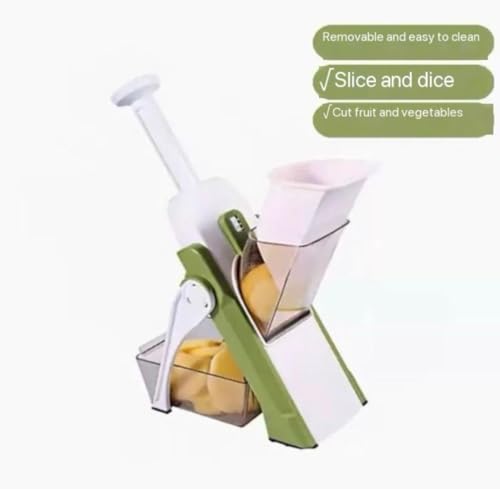 Image of HomeCloud Chopper Manual | Vegetable Cutter | Attractive Design Multi-Purpose, Easy to use, Sharp Blades with Drain Basket for Vegetable Salad & Fruits -1pc, Size-11x22x15cm (Light Green)