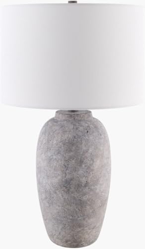 Livabliss Table Lamps, 26' Gasius Traditional Bedside Nightstand Table Lamp for Bedroom Living Room Office, Light Gray Body with White Shade (26' H x 15' W x 15' D)