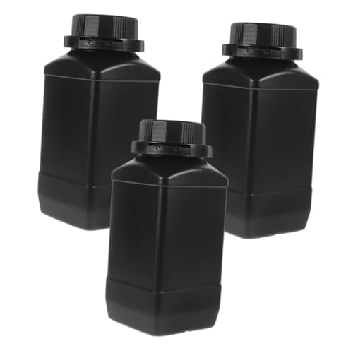 SOLUSTRE Botellas De Plástico Para Laboratorio Juego De 3 Botellas De Boca Ancha De 1000ml Resistentes Luz Para Almacenamiento De Reactivos Líquidos y Sólidos Con Tapa Adecuado Para Muestras Químicas