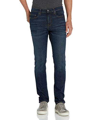 Amazon Essentials Vaqueros Elásticos y Cómodos de Corte Ceñido - Colores interrumpidos Hombre, Azul Oscuro Vintage, 42W / 29L