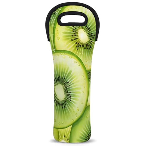 Neoprene Wine Tote Carrier Bag for Wine,Water, Champagne, Beer, Baby Bottles 15.6 x 5.1 Inches, Protective Wine Bag,Kiwi