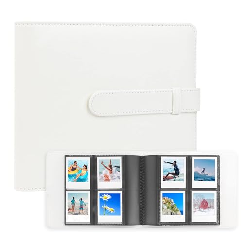 256 Pockets Photo Album for Polaroid Go Instant Mini Camera, Premium Vegan Leather Cover Picture Albums for Polaroid Go Camera & Film, Portable Photo Album Book Holds 256 Photos (White)