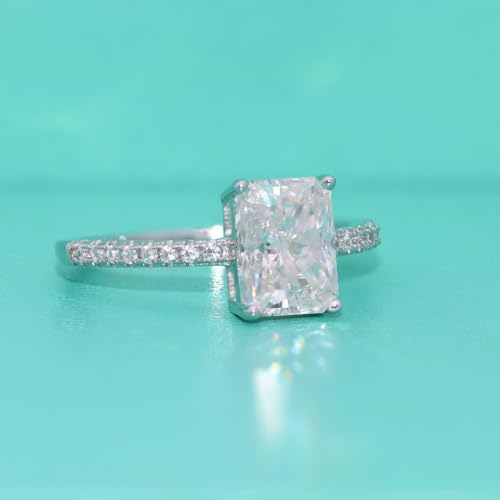 14K Gold Engagement Rings for Women Classic 4-Prong Setting, 1/2 Carat Radiant Cut Diamond Ring, VVS1 D-Color, Promise Rings for Her4