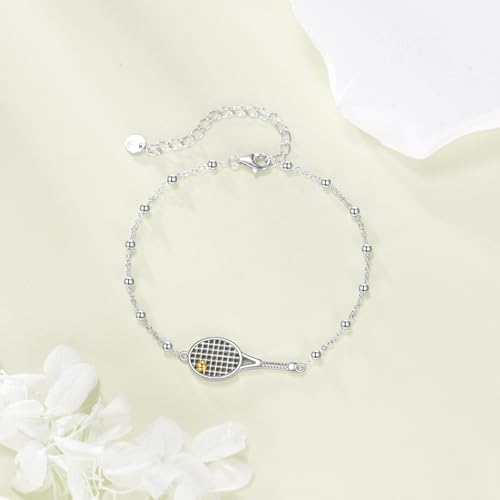 Tennis Bracelet 925 Sterling Silver Tennis Racket Gifts Sports Jewelry for Women Sports Lovers Player2