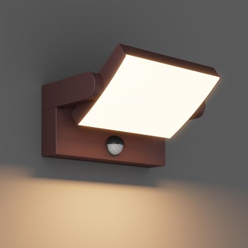 Klighten 24W Lampe murale Exterieur LED avec Détecteur de Mouvement, Applique Exterieur avec LED Panneau Rotatif, IP65 Eclairage exterieur pour Couloir...