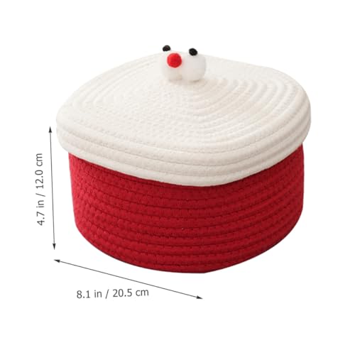Panier de rangement en coton avec couvercle rouge petit format