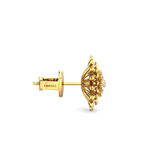 CANDERE - A KALYAN JEWELLERS COMPANY 18K (750) BIS Hallmark Yellow Gold and Certified SIIJ Diamond Stud Earring for Women with Screw Back Closure - Image 3