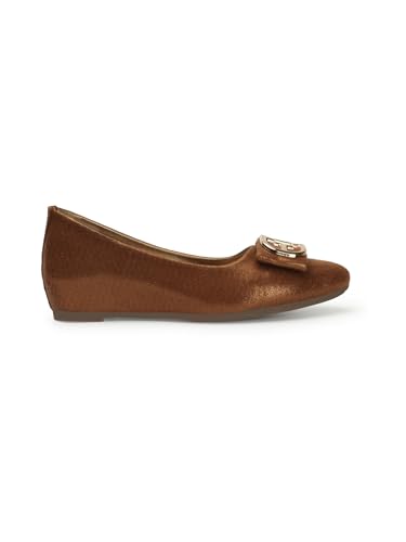 Image of ELLE Women's Wedge Heel Slip-On Bellies with Statement Buckle