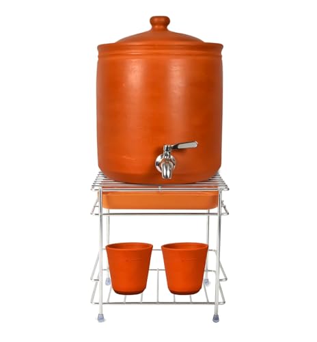 VATTU Heavy Steel Matka Stand with Free Tray, Glass Stand Pot Stand, Water Dispenser Stand for Kitchen, Water Jar Stand and Dispenser