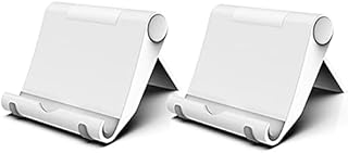 FadyDail 2 Pack Mobile Phone Stand Holder for Desk Adjustable Compatible with iPhone 13 12 Pro Max 11 SE XS XR 8 Plus 6 7 Samsung Galaxy Note20 S20 S10 S9 S8 Cell phone Holder Foldable (White)