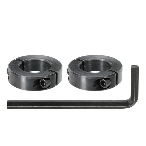 MECCANIXITY Bore 30 mm Double Split Shaft Collar 54 mm OD 15 mm Thickness Carbon Steel Locking Collar Clamp Style with Set Screw & Hex Wrench for Machine Tools Industry (Black, Pack of 2)