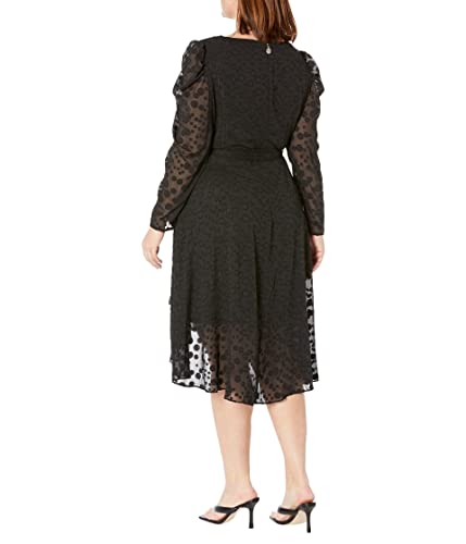 Image of Tommy Hilfiger Adaptive Women's Midi Long Sleeve Faux Wrap Chiffon Dress