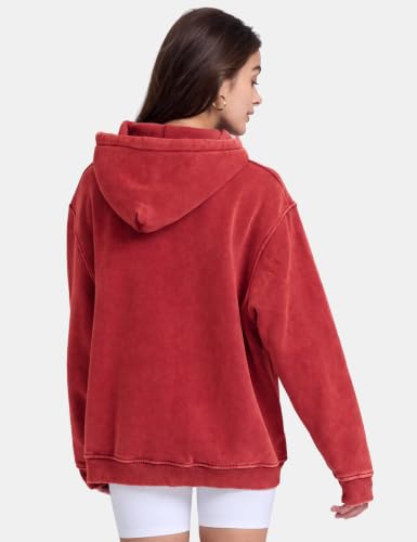 Image of FAIABLE Womens Oversized Vintage Acid Wash Cotton Fleece Hoodie for Women